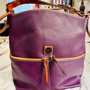 Dooney & Bourke Purple and Tan Shoulder Bag